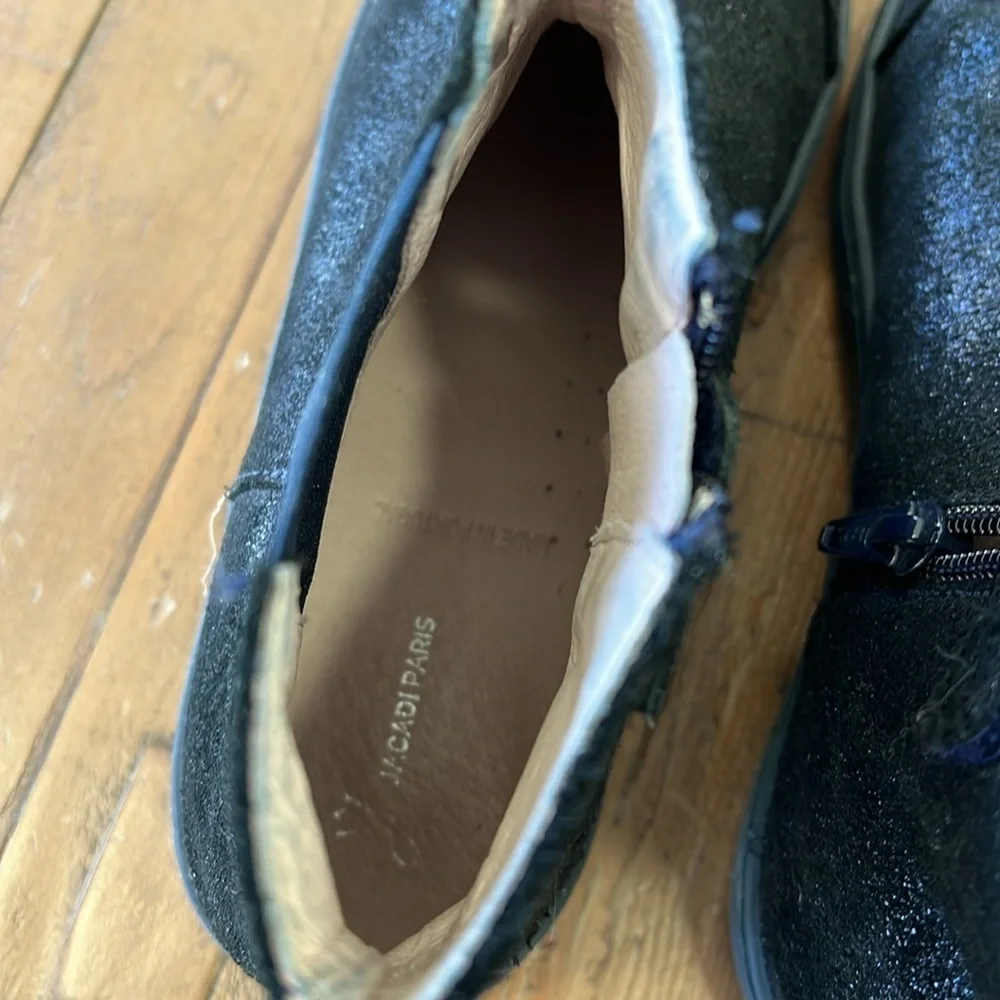 Jacadi navy iridescent metallic leather Chelsea boots